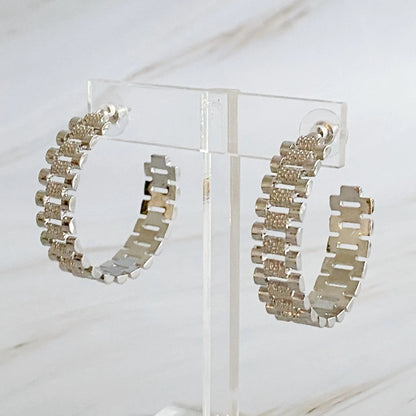 Golden Watch Band Hoop Earrings WEM Support (www.WEM.support)