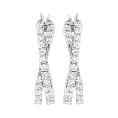 .925 Sterling Silver 3/4 cttw Lab Grown Diamond Cross Hoop Earring (F-G Color, VS2-SI1 Clarity) WEM Support (www.WEM.support)