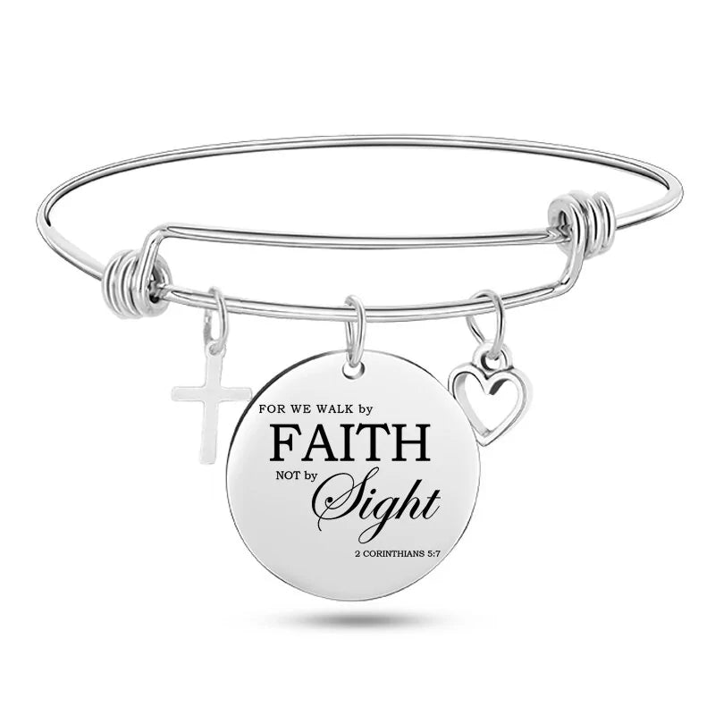 Stainless Steel Christian Charm Bracelet WEM Support (www.WEM.support)