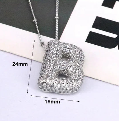 Brass Zircon Letter Necklace WEM Support (www.WEM.support)