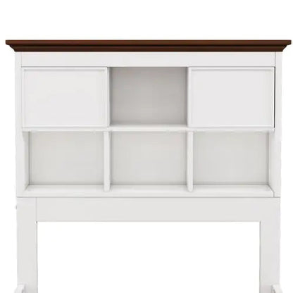 Solid Pine Captain Bookcase Bed With Trundle Bed And 3 Spacious Under Bed Drawers In Casual,Full, White Walnut WEM Support (www.WEM.support)