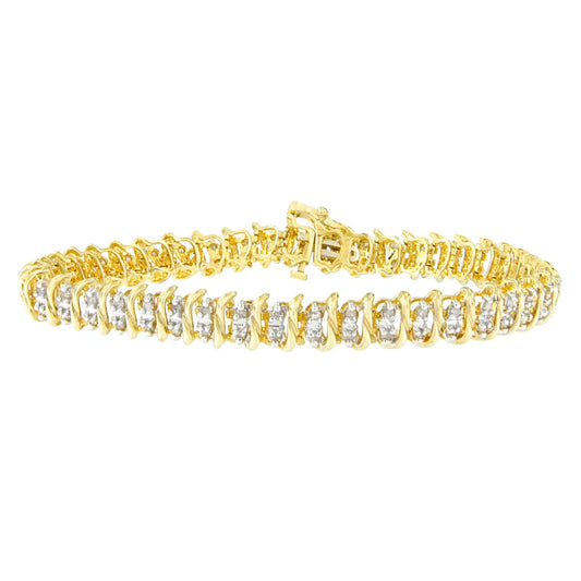 10K Yellow Gold Round Cut Diamond S-Curve Bracelet (1.00 cttw, J-K Color, I2-I3 Clarity) WEM Support (www.WEM.support)