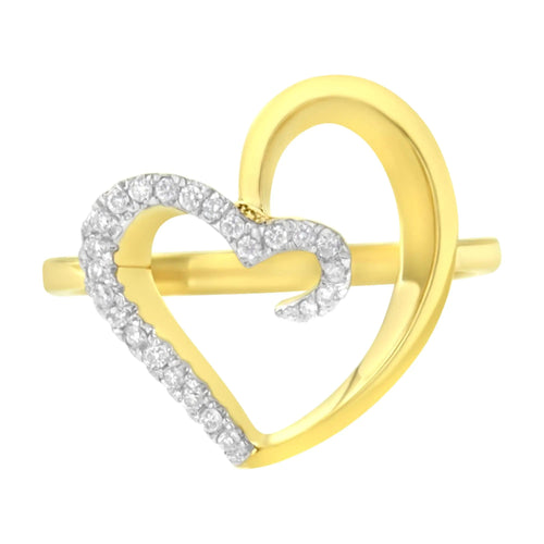 10KT Yellow Gold 1/10 cttw Diamond Heart Shape Ring (K-L, I1-I2) WEM Support (www.WEM.support)