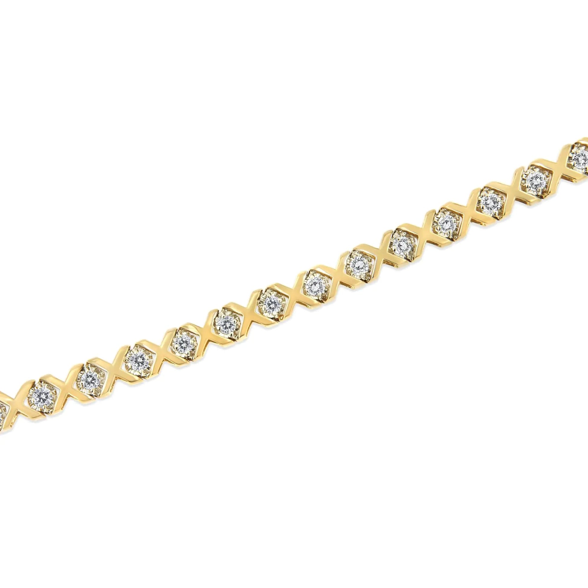 10K Yellow Gold 2.00 Cttw Round-Cut Diamond "X" Link Tennis Bracelet (I-J Color, I3 Clarity) - 7" WEM Support (www.WEM.support)