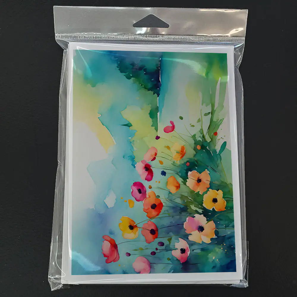 Anemones in Watercolor Greeting Cards Pack of 8 WEM Support (www.WEM.support)