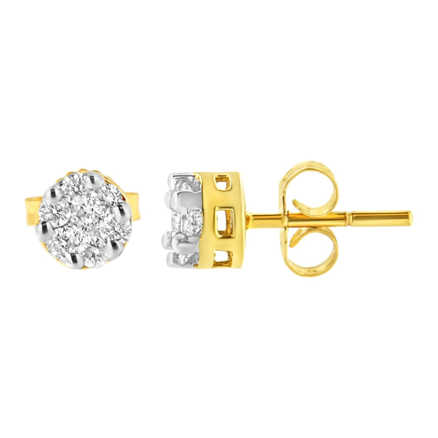 14K Yellow Gold 1/2 cttw Round Cut Diamond Earrings (H-I, SI2-I1) WEM Support (www.WEM.support)