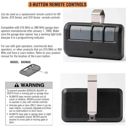 2 For Chamberlain LiftMaster Garage Door Opener Remote 893LM 953EV - P2 Learn - Catch Cards