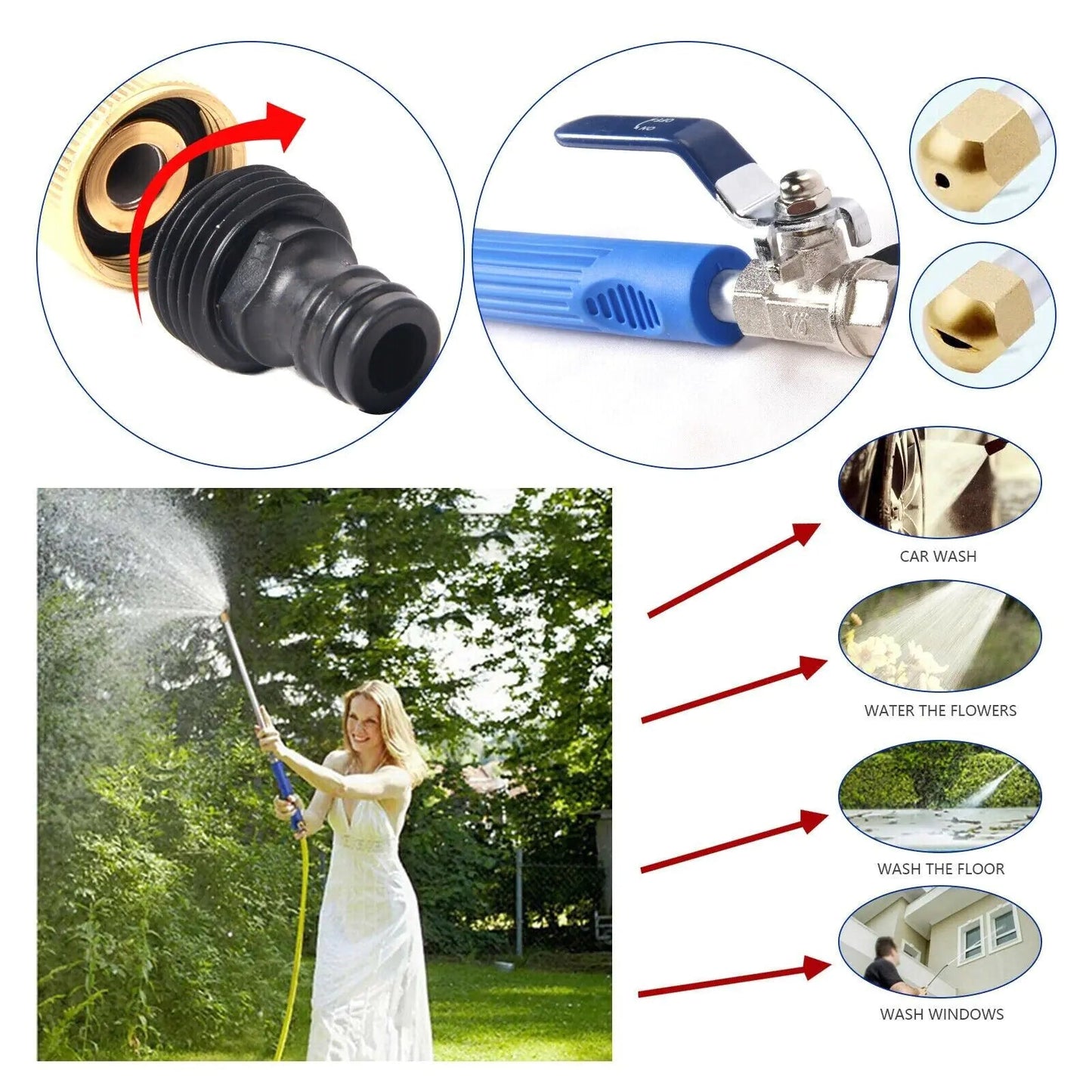 High Pressure Power Washer Water Spray Gun Nozzle Wand Attachment Garden Hose WEM Support (www.WEM.support)