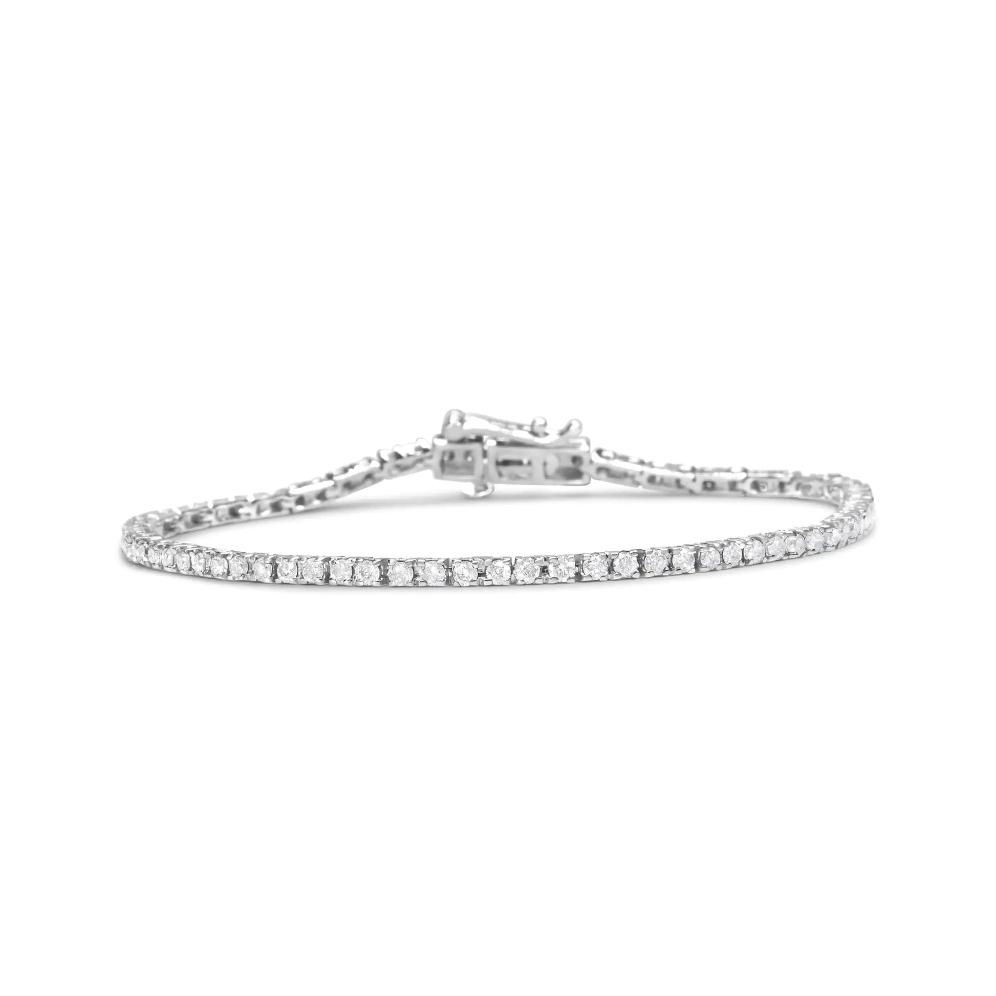 10K White Gold 2.0 Cttw Prong Set Round-Cut 7.25" Classic Lab Grown Diamond Tennis Bracelet (G-H Color, VS2-SI1 Clarity) WEM Support (www.WEM.support)