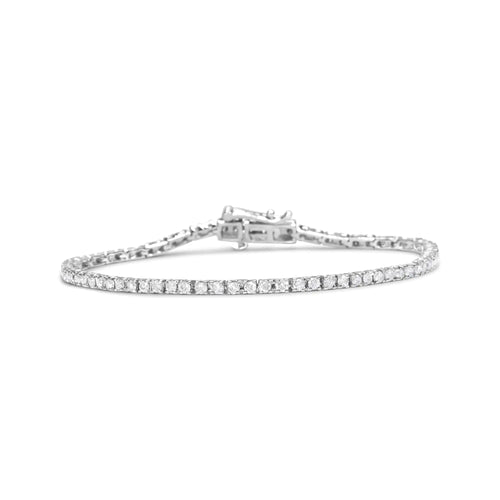 10K White Gold 2.0 Cttw Prong Set Round-Cut 7.25" Classic Lab Grown Diamond Tennis Bracelet (G-H Color, VS2-SI1 Clarity) WEM Support (www.WEM.support)