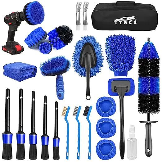 26Pcs Car Detailing Brush Set Drill - Catch Cards