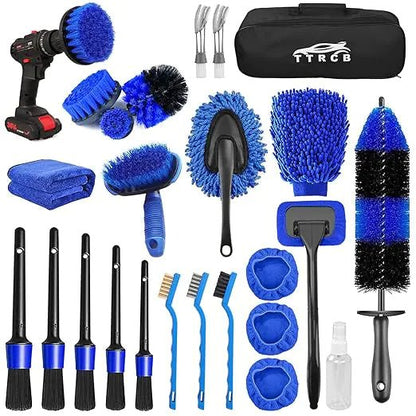 26Pcs Car Detailing Brush Set Drill - Catch Cards