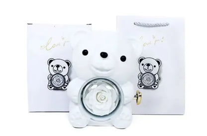 Eternal Rose Teddy Bear Gift Box with Necklace