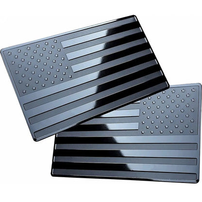 2PCS Metal USA Flag Sticker American Car Truck Decal Emblem Black WEM Support (www.WEM.support)