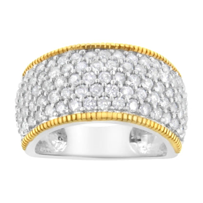 10K Yellow Gold Plated .925 Sterling Silver 2.0 Cttw Prong Set Round Cut Diamond 5 Row Anniversary Band Ring (I-J Color, I2-I3 Clarity) WEM Support (www.WEM.support)