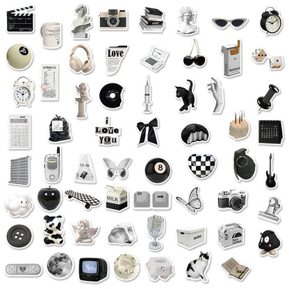 Black & White Minimalist Waterproof Stickers WEM Support (www.WEM.support)