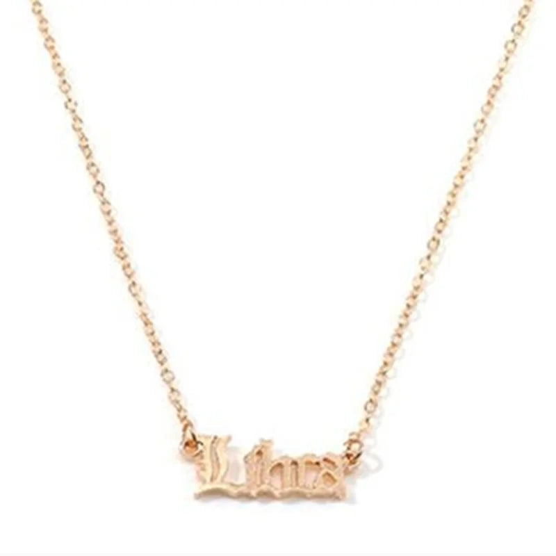 Old English Zodiac Necklace WEM Support (www.WEM.support)