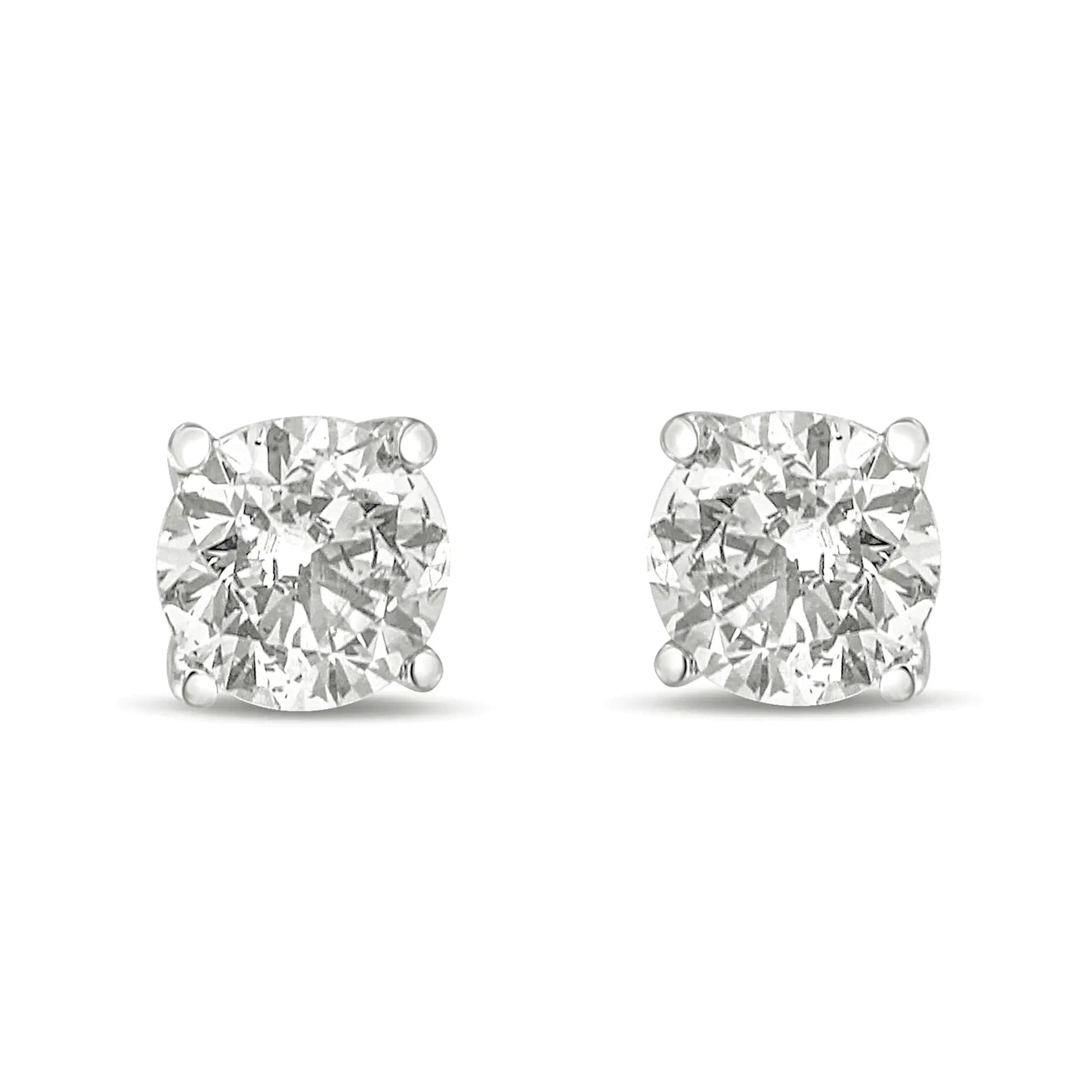14K Gold 1.0 Carat Round Brilliant Cut Lab Grown White Diamond 4-Prong Classic Solitaire Stud Earrings WEM Support (www.WEM.support)