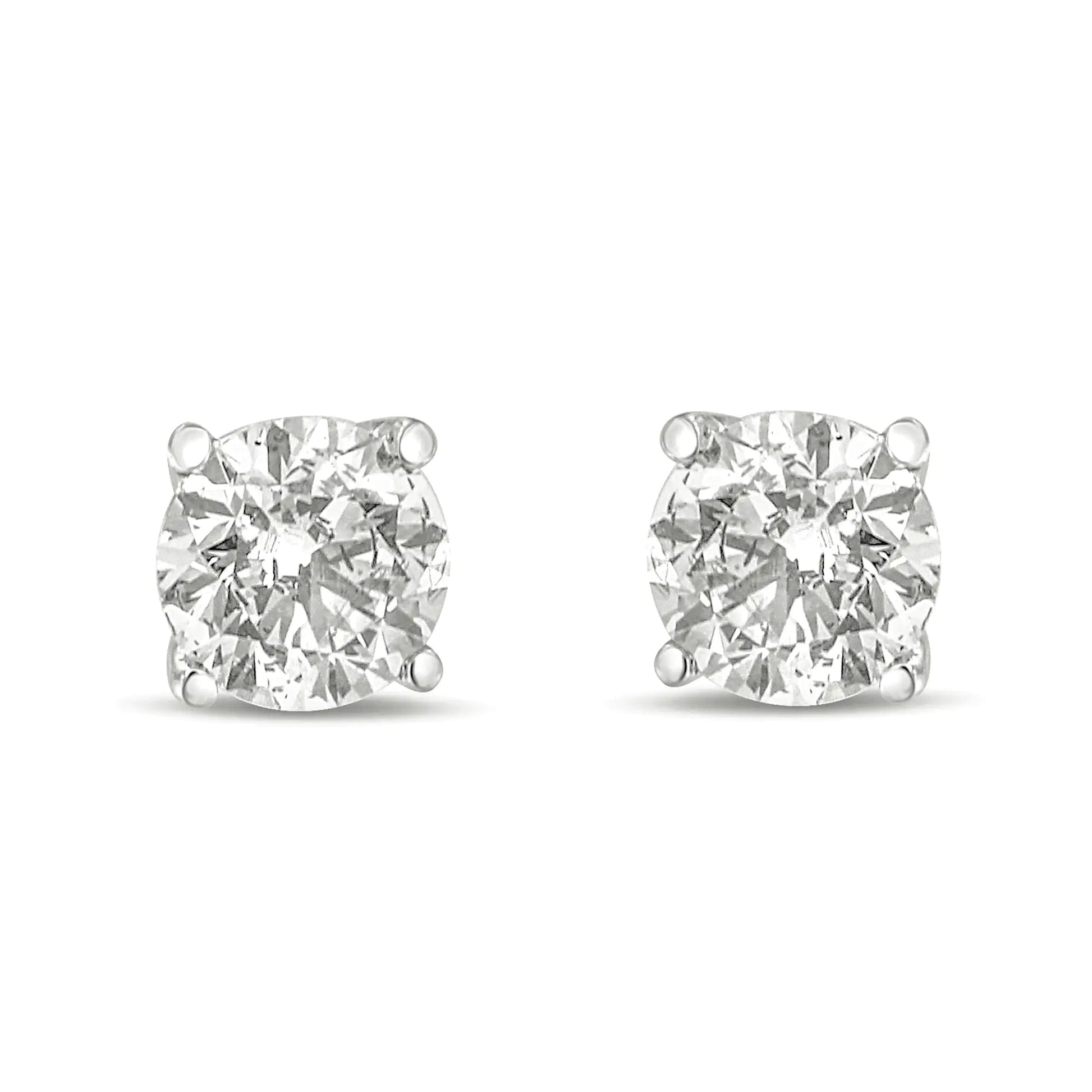 14K Gold 1.0 Carat Round Brilliant Cut Lab Grown White Diamond 4-Prong Classic Solitaire Stud Earrings WEM Support (www.WEM.support)