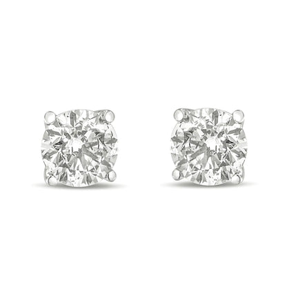 14K Gold 1.0 Carat Round Brilliant Cut Lab Grown White Diamond 4-Prong Classic Solitaire Stud Earrings WEM Support (www.WEM.support)