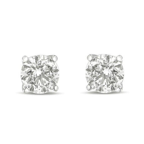 14K Gold 1.0 Carat Round Brilliant Cut Lab Grown White Diamond 4-Prong Classic Solitaire Stud Earrings WEM Support (www.WEM.support)
