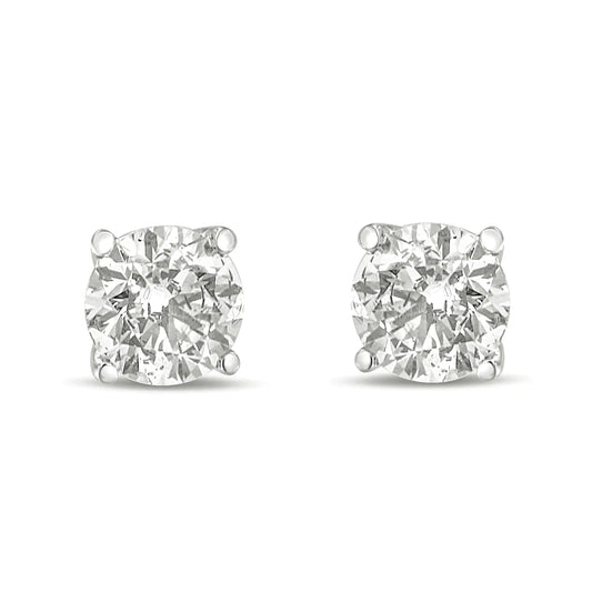 14K Gold 1.0 Carat Round Brilliant Cut Lab Grown White Diamond 4-Prong Classic Solitaire Stud Earrings WEM Support (www.WEM.support)