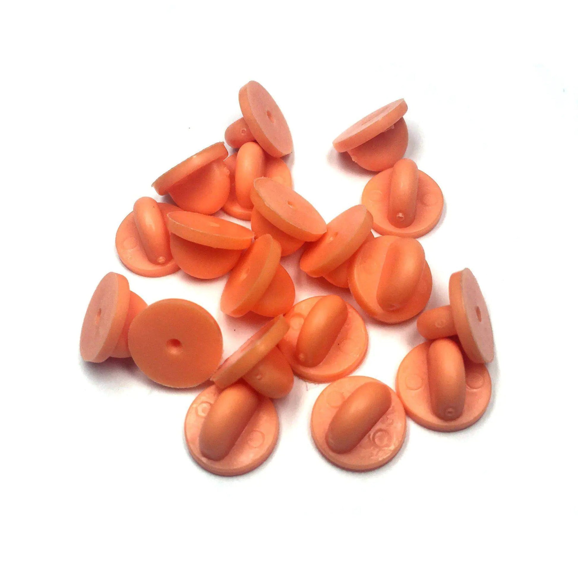 Orange Rubber Pin Backs - 20 Pack WEM Support (www.WEM.support)