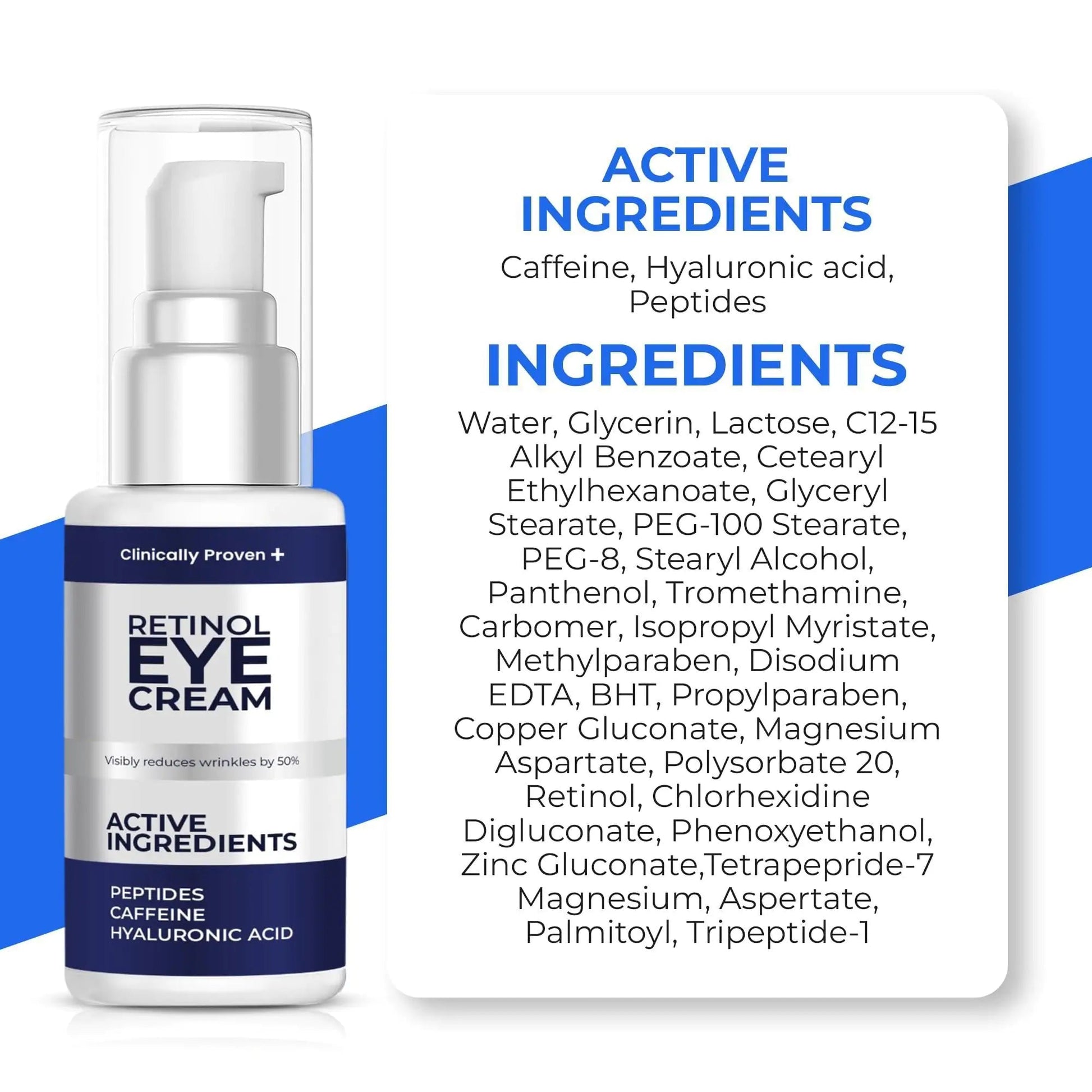 Retinol Eye Cream for Puffiness and Bags Under Eyes Hyaluronic Acid Peptide WEM Support (www.WEM.support)