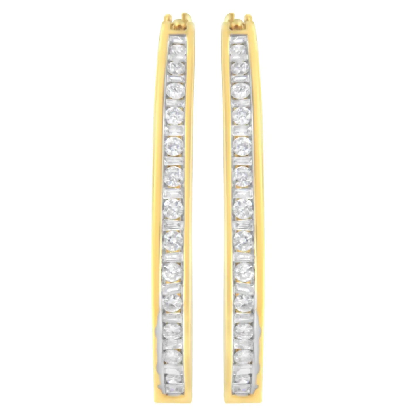 10K Yellow Gold 1/2 cttw Channel Set Hoop Earrings (H-I Clarity, SI2-I1 Color) WEM Support (www.WEM.support)