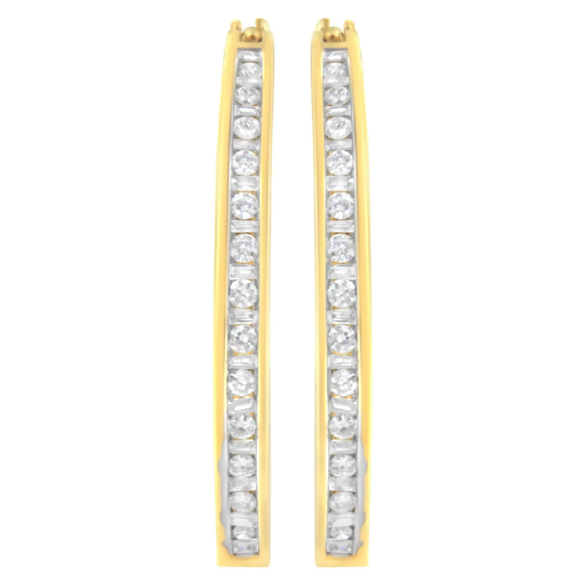 10K Yellow Gold 1/2 cttw Channel Set Hoop Earrings (H-I Clarity, SI2-I1 Color) WEM Support (www.WEM.support)