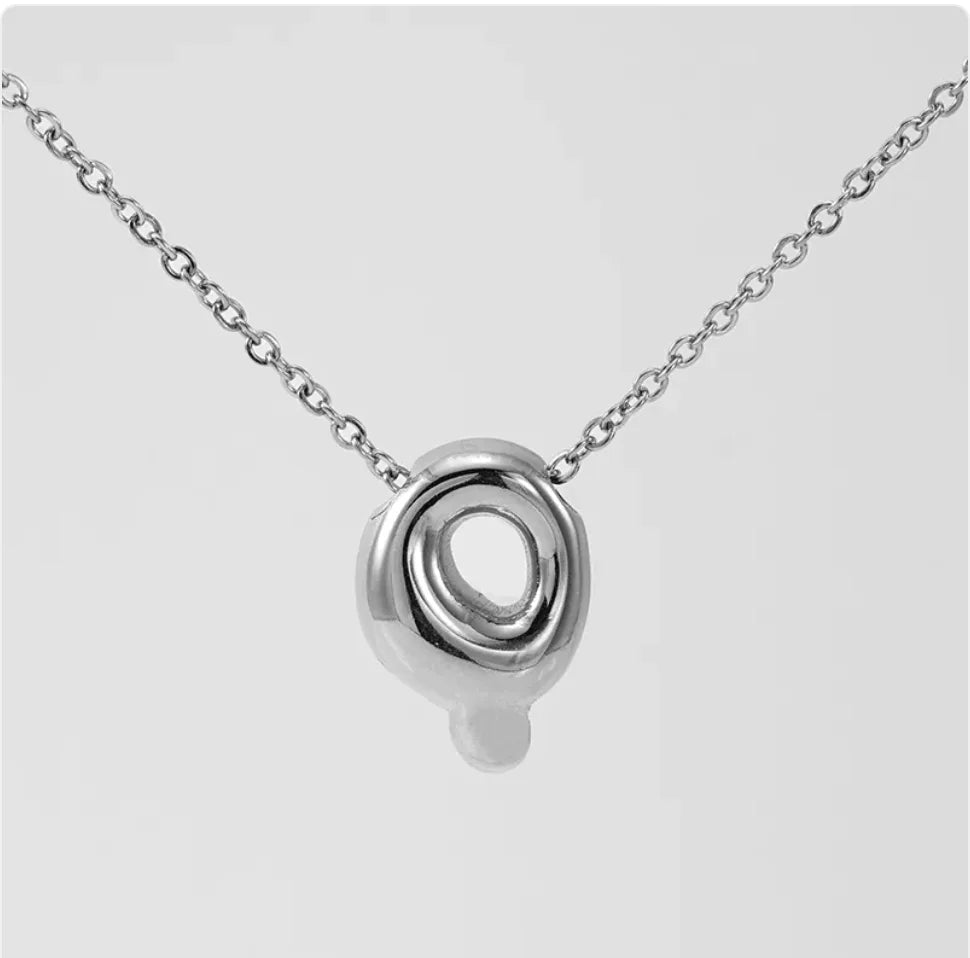 Women's Glossy Bubble Letter Pendant Necklace WEM Support (www.WEM.support)