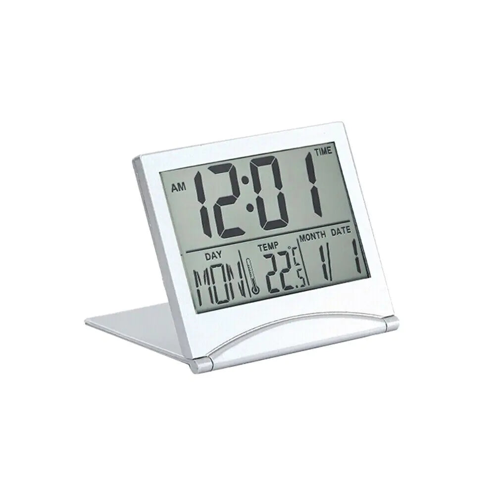 Digital Travel Alarm Clock Foldable Temperature LCD Clock Compact Desk Timer New WEM Support (www.WEM.support)