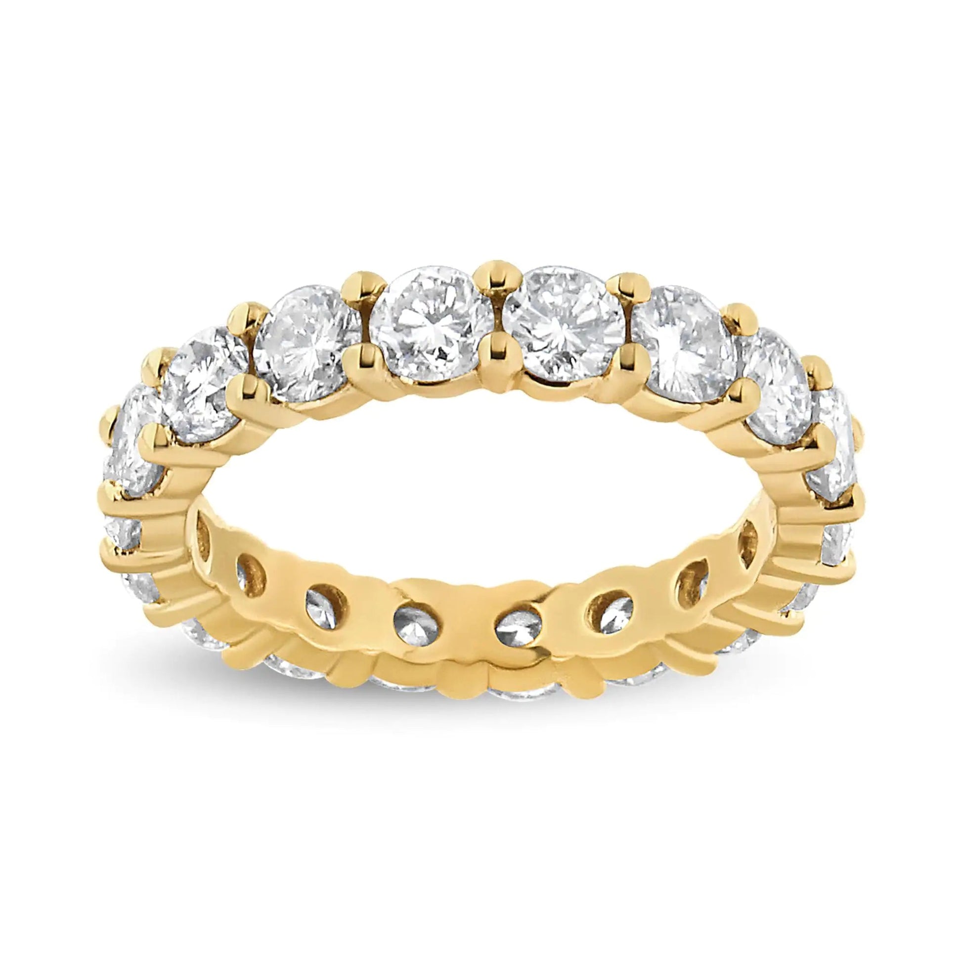 14K Yellow Gold 3.00 Cttw Shared Prong Set Round Cut Diamond Eternity Band (J-K Color, VS1-VS2 Clarity) WEM Support (www.WEM.support)