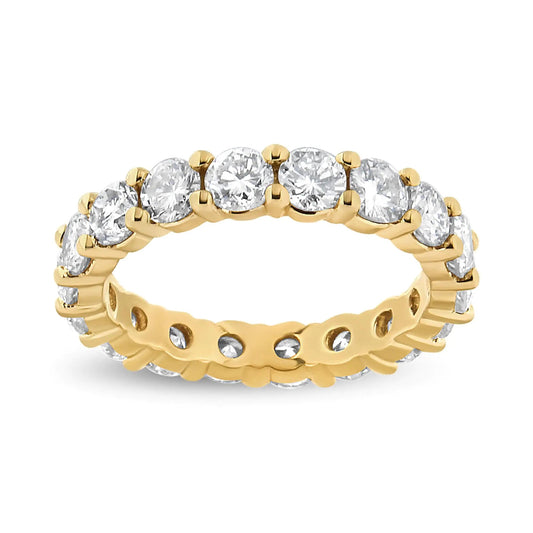 14K Yellow Gold 3.00 Cttw Shared Prong Set Round Cut Diamond Eternity Band (J-K Color, VS1-VS2 Clarity) WEM Support (www.WEM.support)