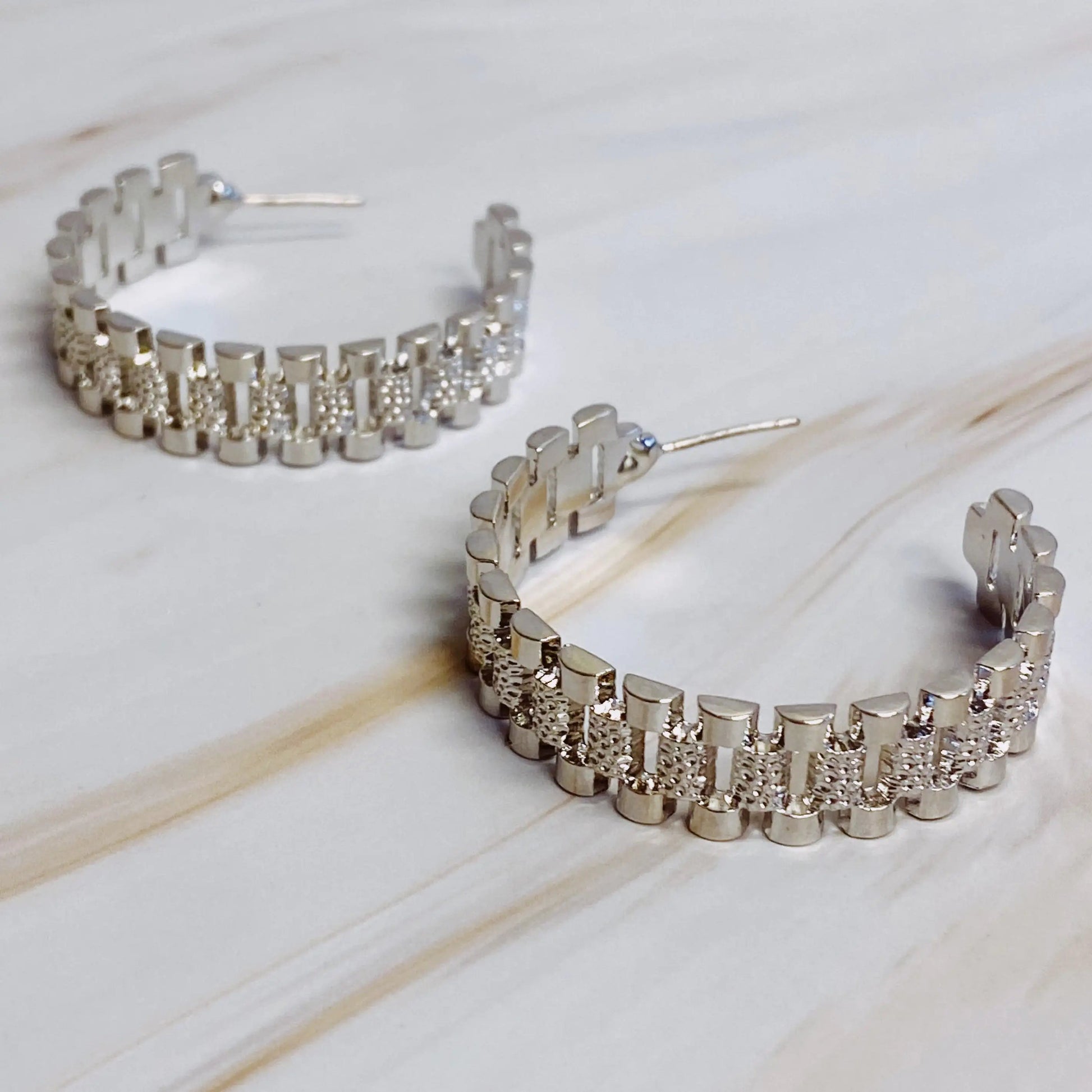 Golden Watch Band Hoop Earrings WEM Support (www.WEM.support)
