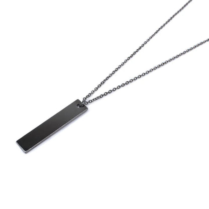 Matte Black Long Necklace With Square Pendant WEM Support (www.WEM.support)