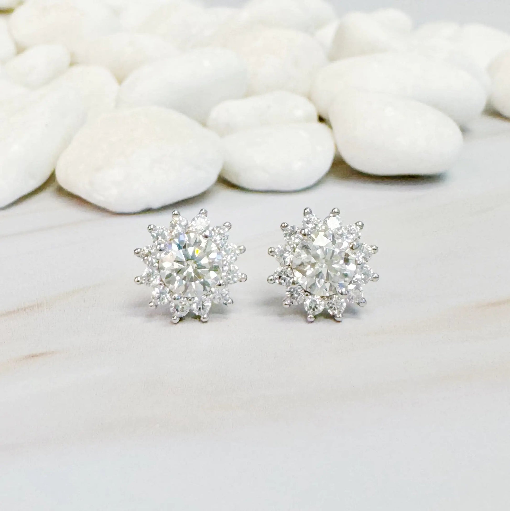 Flower Shape Moissanite Stud Earrings WEM Support (www.WEM.support)