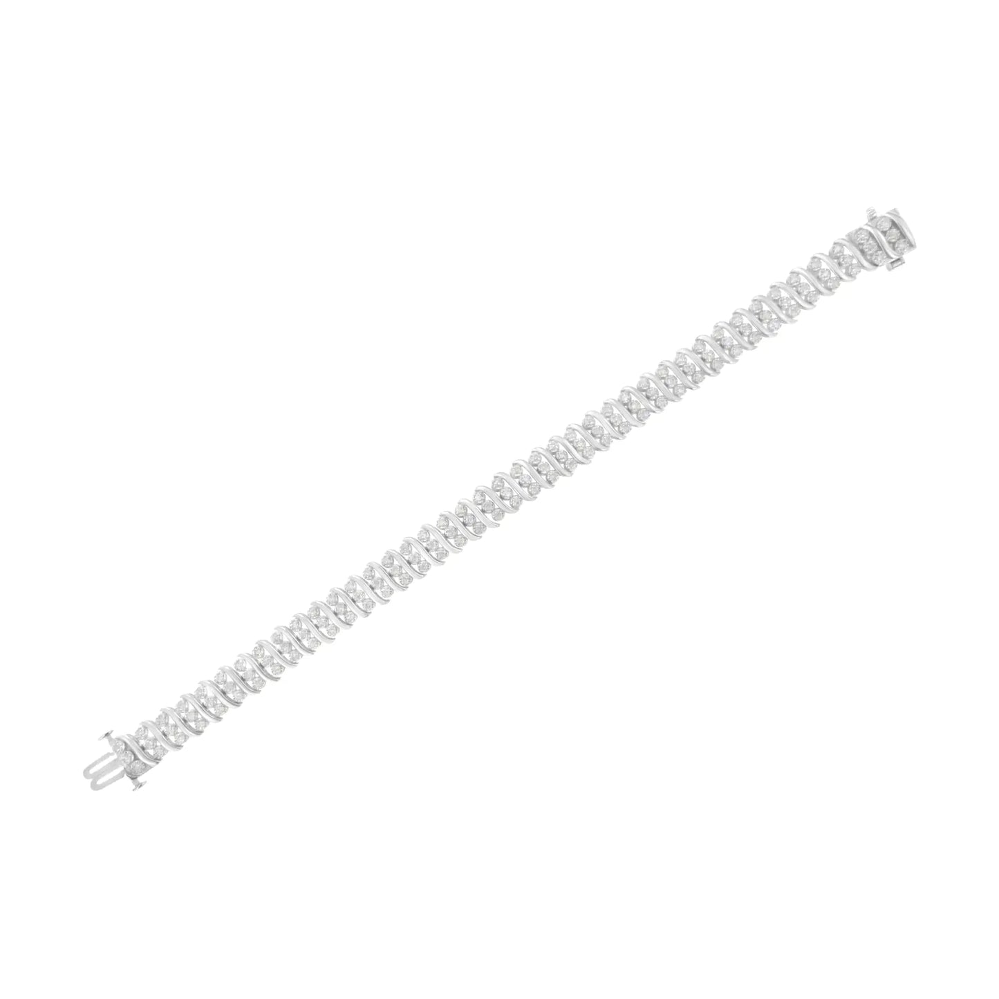 Bracelet Double Rangée en Argent Sterling et Diamants 2 cttw (I-J, I2-I3) WEM Support (www.WEM.support)