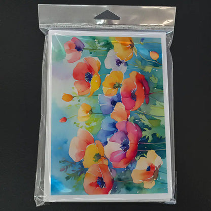 Anemones in Watercolor Greeting Cards Pack of 8 WEM Support (www.WEM.support)