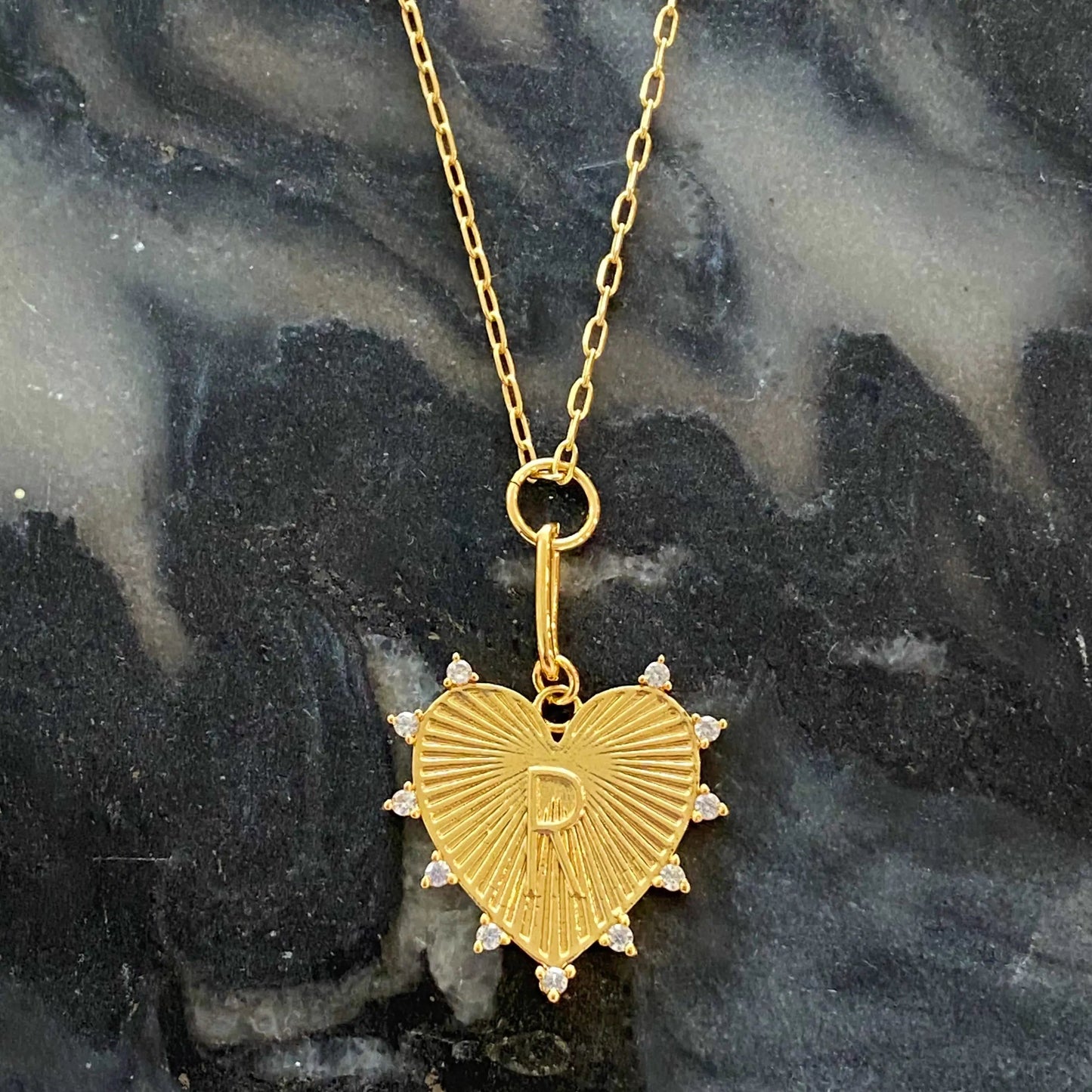 Clip Hanging Initial Heart Necklace WEM Support (www.WEM.support)