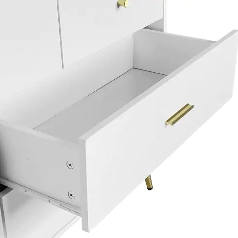 Seven Drawers Large Chest Of Drawer Cabinet With Golden Handle And Golden Legs White Color WEM Support (www.WEM.support)