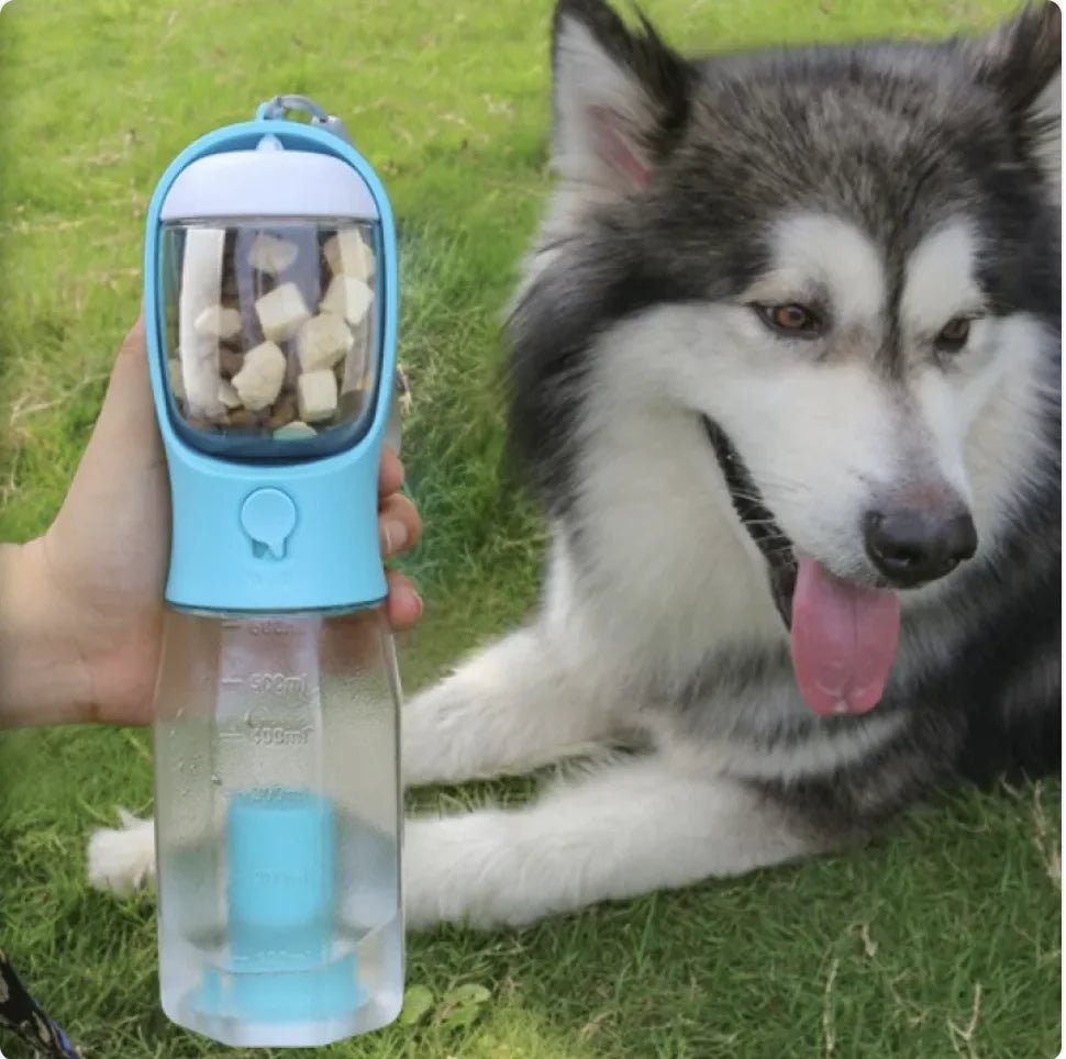 3 - in - 1 Portable Pet Water Bottle, Feeder & Waste Dispenser - Catch Cards