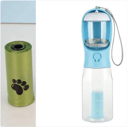 3 - in - 1 Portable Pet Water Bottle, Feeder & Waste Dispenser - Catch Cards