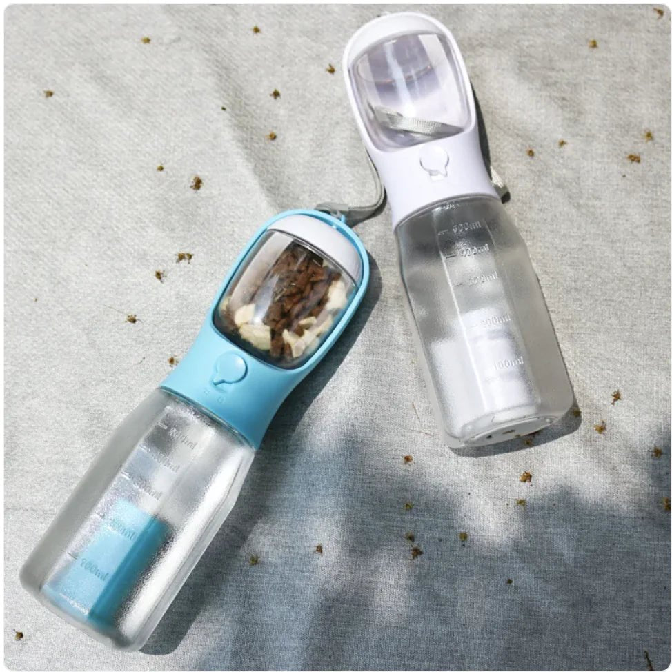 3 - in - 1 Portable Pet Water Bottle, Feeder & Waste Dispenser - Catch Cards