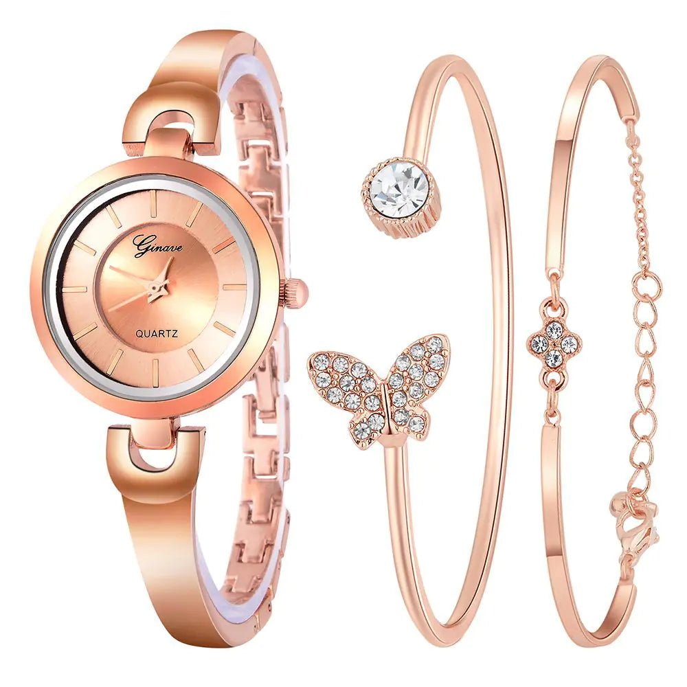 3 - Piece Bracelet and Quartz Watch Set for Women - Catch Cards