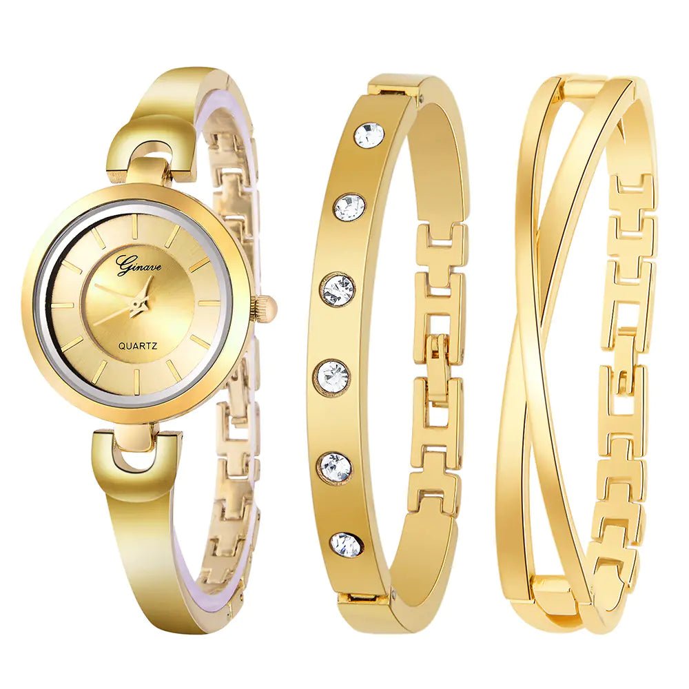 3 - Piece Bracelet and Quartz Watch Set for Women - Catch Cards