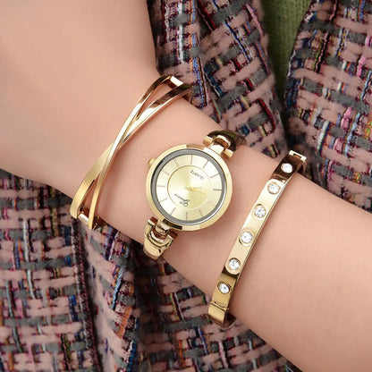 3 - Piece Bracelet and Quartz Watch Set for Women - Catch Cards