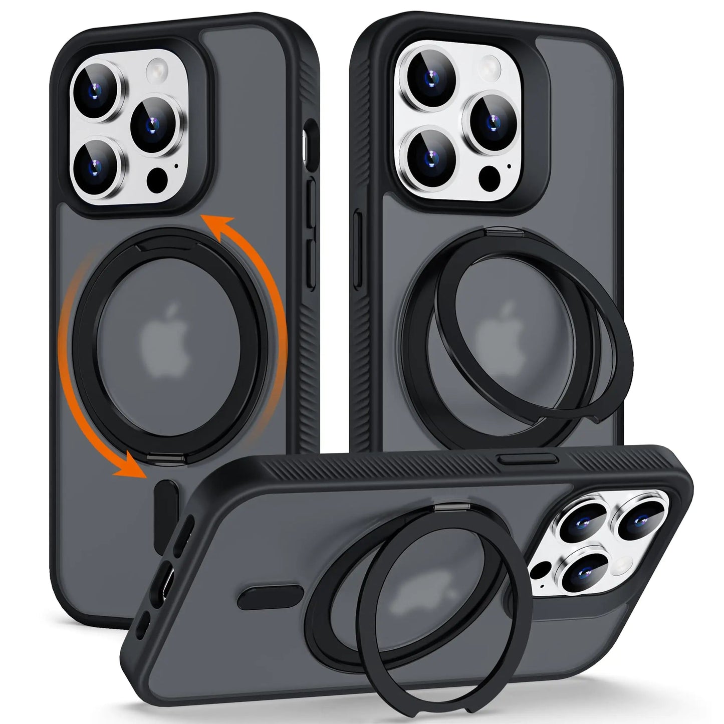 360° Rotatable Magnetic Ring Kickstand for iPhone 12/12 Pro Case [Non - Slip Texture Edge] [Compatible with MagSafe] [Military Shockproof] Translucent Matte Soft Silicone Bumper Slim Cover, 6.1'', Blue - Catch Cards