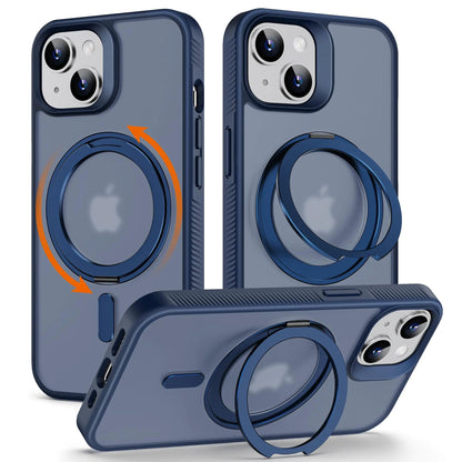 360° Rotatable Magnetic Ring Kickstand for iPhone 12/12 Pro Case [Non - Slip Texture Edge] [Compatible with MagSafe] [Military Shockproof] Translucent Matte Soft Silicone Bumper Slim Cover, 6.1'', Blue - Catch Cards