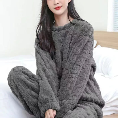 Winter Coral Velvet Pajama Set WEM Support (www.WEM.support)